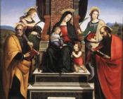 拉斐尔 : Madonna and Child Enthroned with Saints